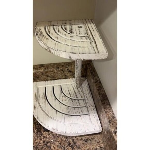 New Decorative Wood Riser for Display, 2-Tier Farmhouse Corner Shelf - Picture 2 of 2